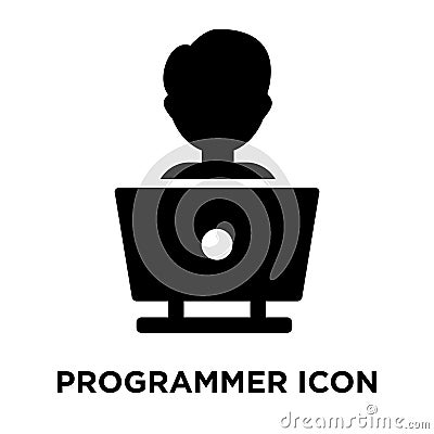 Programmer iconÂ  vector isolated on white background, logo concept of ProgrammerÂ  sign on transparent background, black filled Vector Illustration